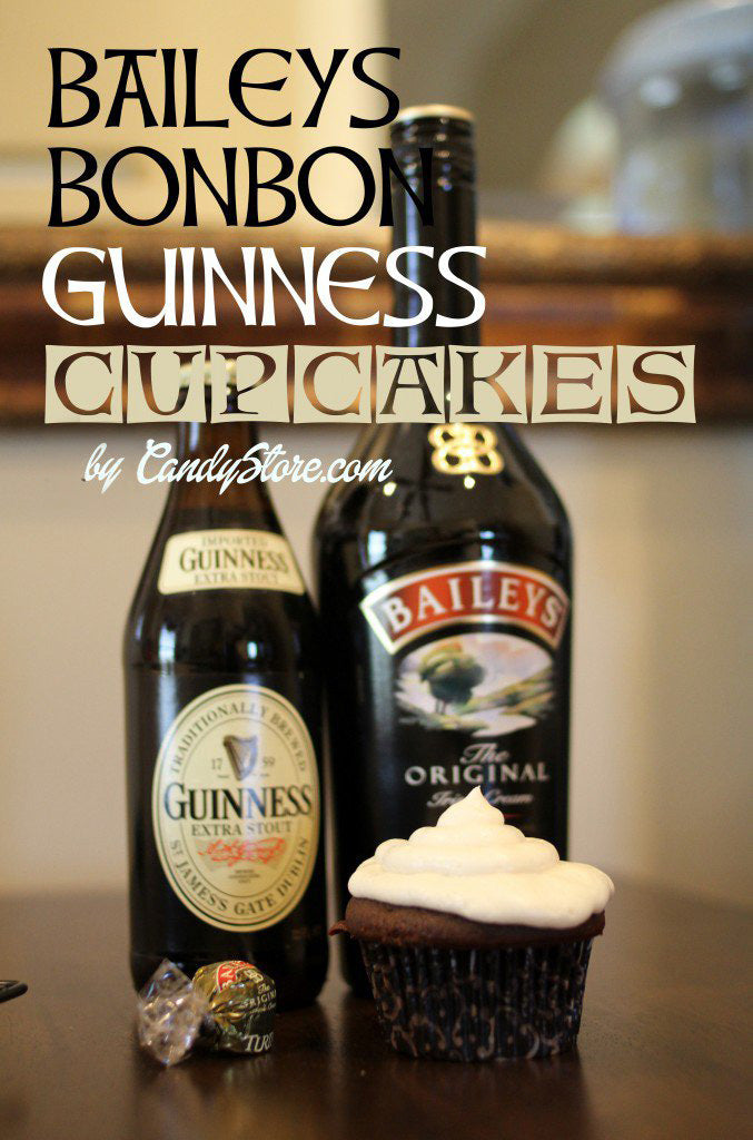 Guinness Cupcakes recipe for St. Paddy's Day! That's right: Bailey's Bonbon. Guinness. Cupcakes. :)