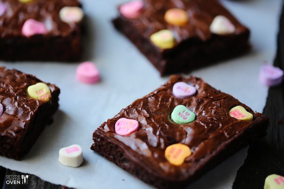 Conversation heart brownies