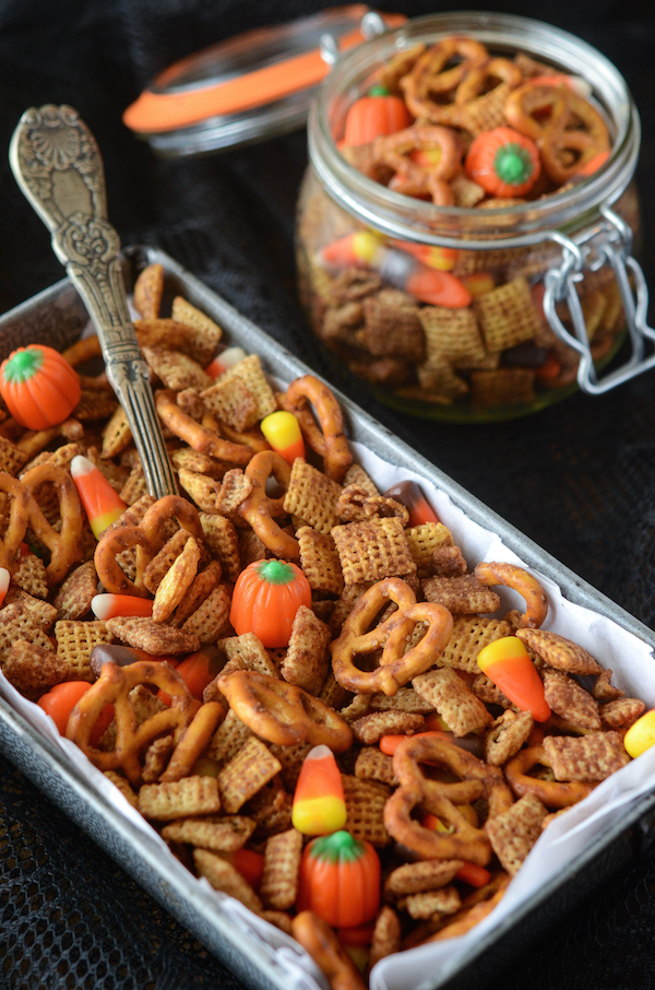 Candy corn, Chex, and pumpkin spice trail mix