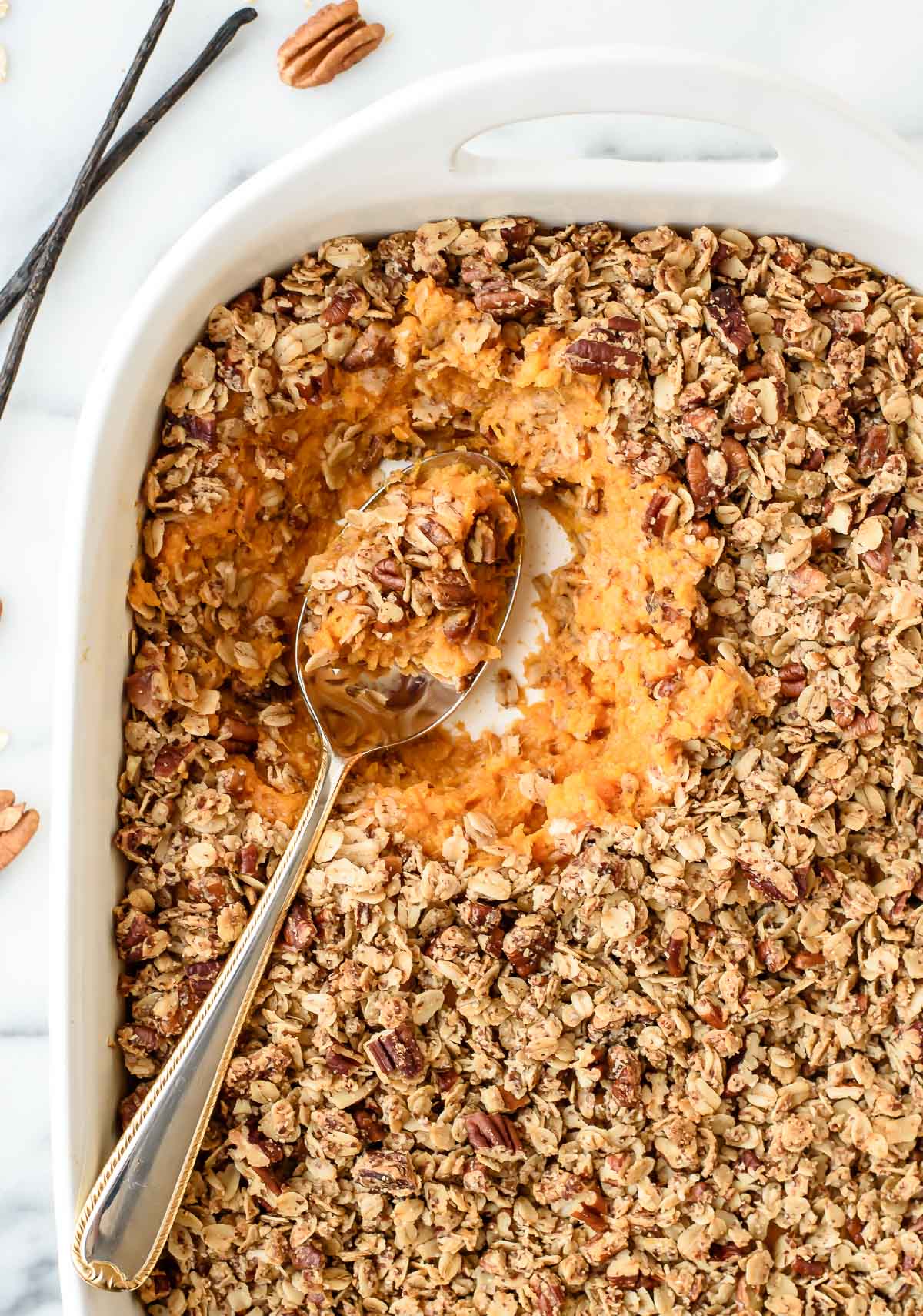 Healthy sweet potato casserole for Thanksgiving diets