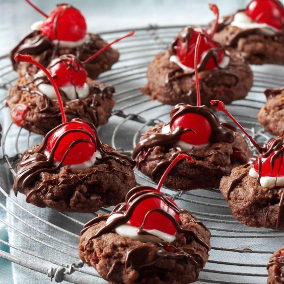 Chocolate covered cherry cookies for National Chocolate covered cherry day