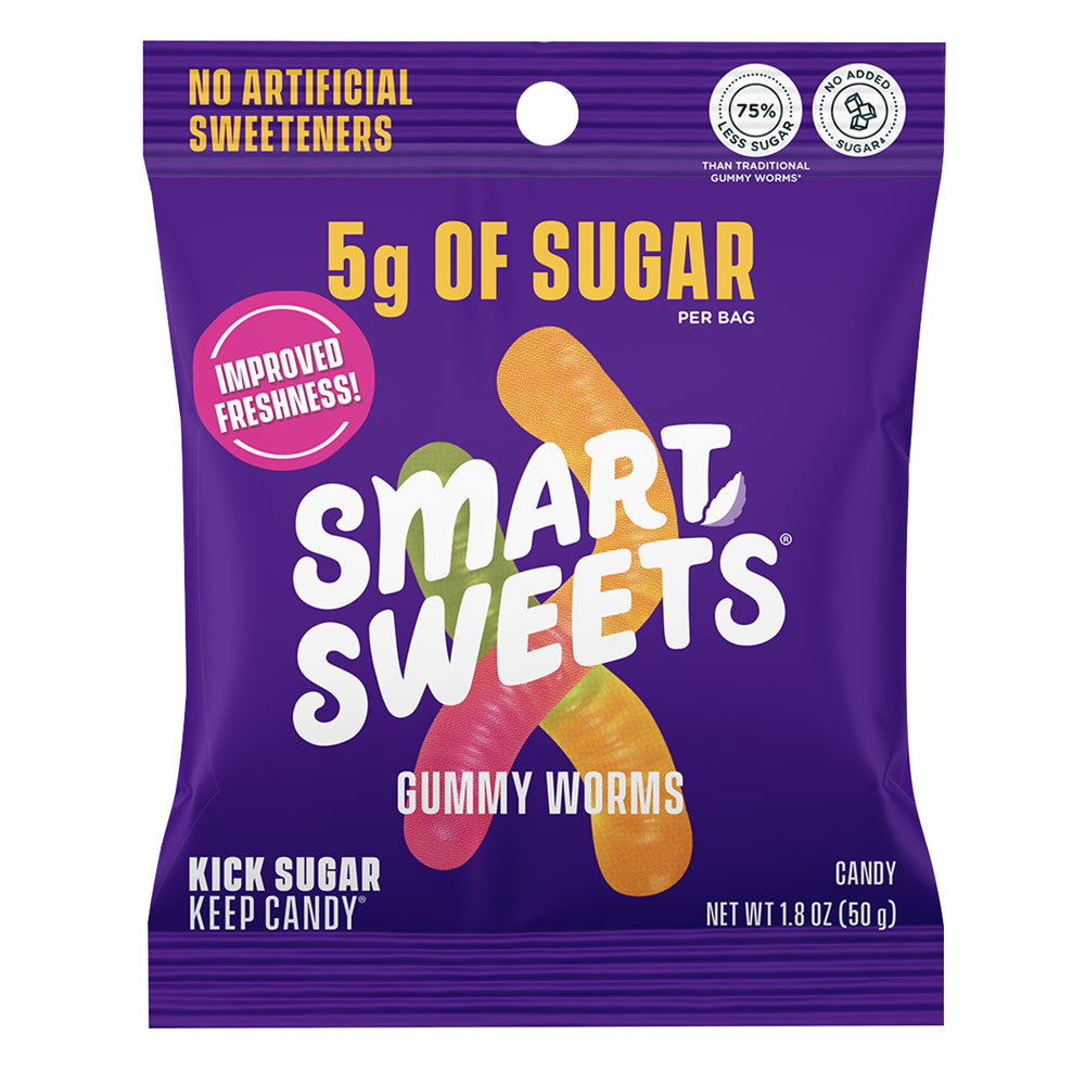 SMARTSWEETS GUMMY WORMS 1.8 OZ PEG BAG