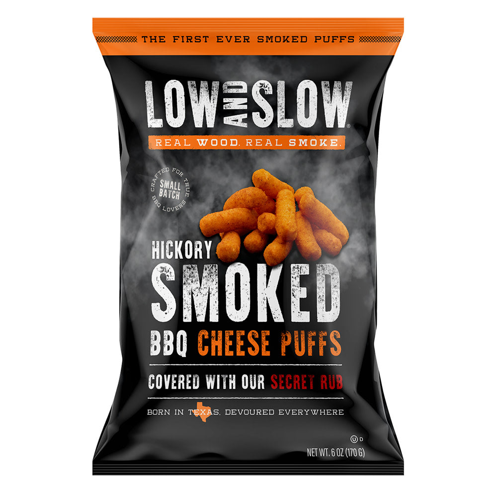 LOW AND SLOW HICKORY SMOKED BBQ CHEESE PUFFS 6 OZ BAG