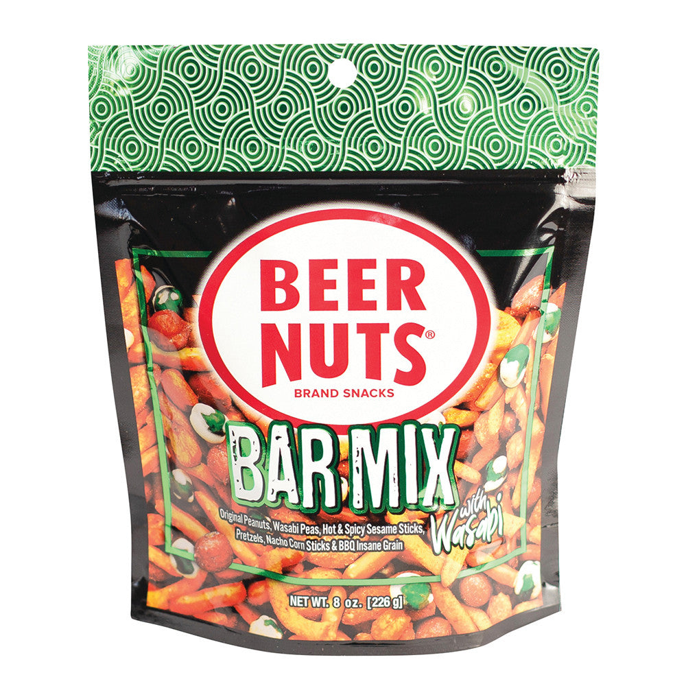 BEER NUTS BAR MIX WITH WASABI 8 OZ POUCH