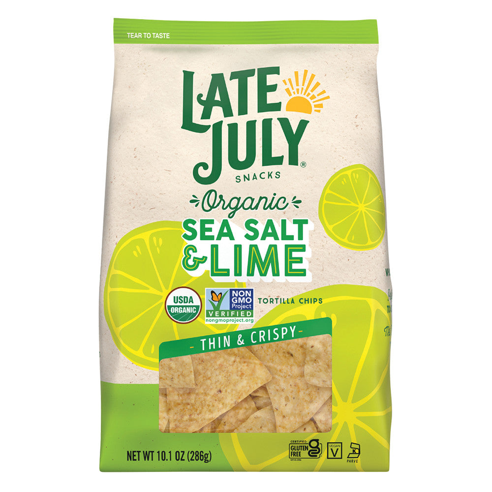 LATE JULY RESTAURANT STYLE SEA SALT &amp; LIME TORTILLA CHIPS 10.1 OZ POUCH