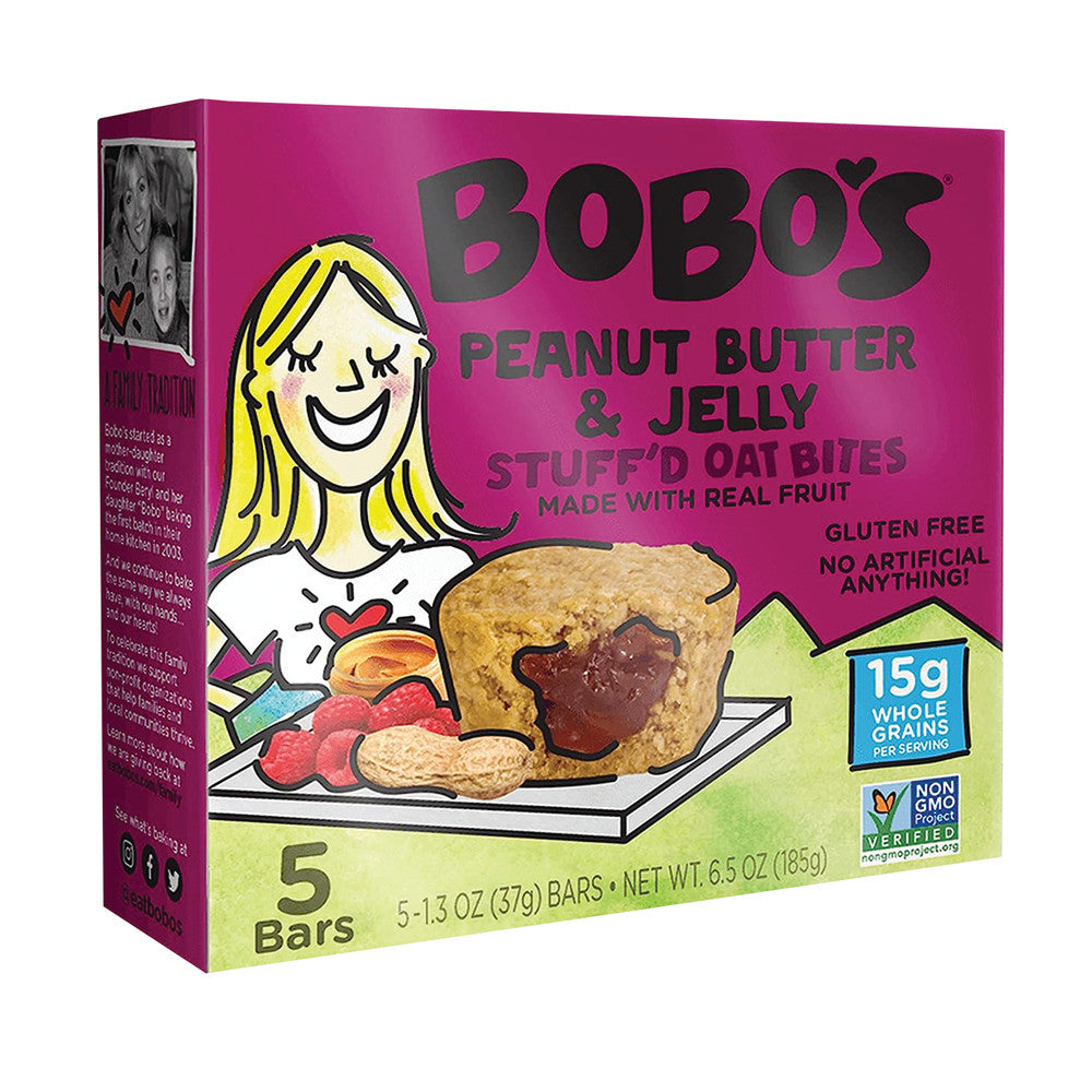 BOBO'S PEANUT BUTTER &amp; JELLY STUFF'D OAT BITES 6.5 OZ BOX