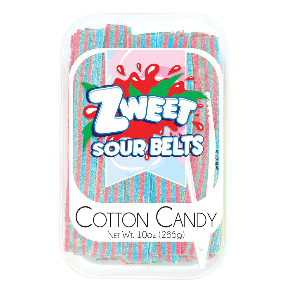 ZWEET COTTON CANDY SOUR BELTS 10 OZ TUB *SF DC ONLY*