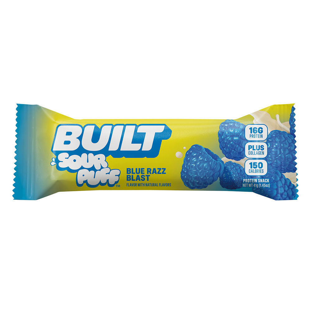 BUILT - PUFF SOUR PROTEIN BAR BLUE RASPBERRY - 1.4OZ