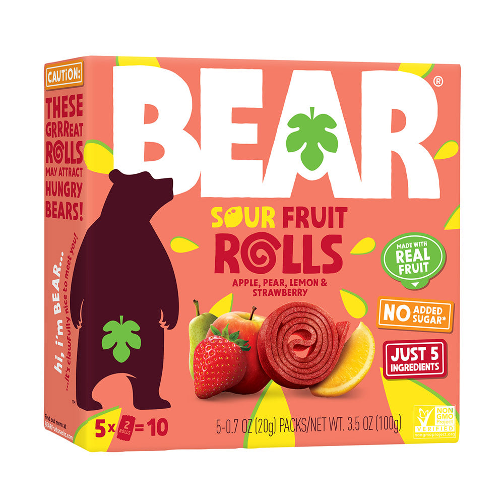 BEAR REAL FRUIT YOYOS SUPER SOUR STRAWBERRY 3.5 OZ BOX