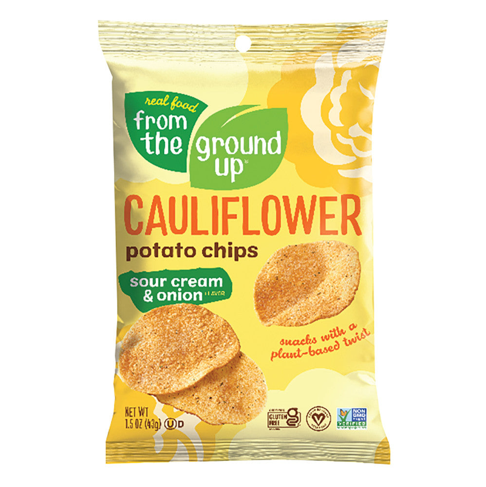 FROM THE GROUND UP SOUR CREAM AND ONION CAULIFLOWER POTATO CHIPS 1.5 OZ BAG