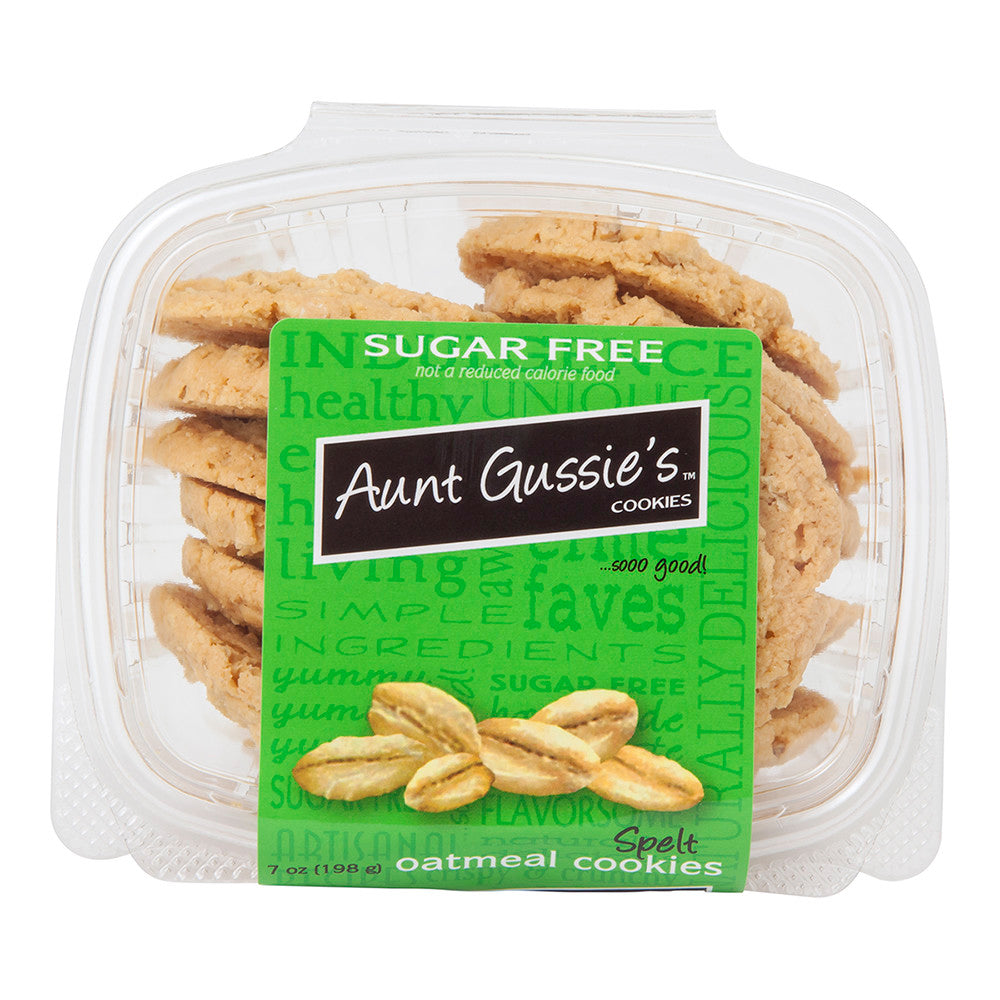 AUNT GUSSIE'S SUGAR FREE SPELT OATMEAL COOKIES 7 OZ TUB