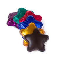 Madalaine Dark Chocolate Assorted Foil Stars - 10lb Bulk