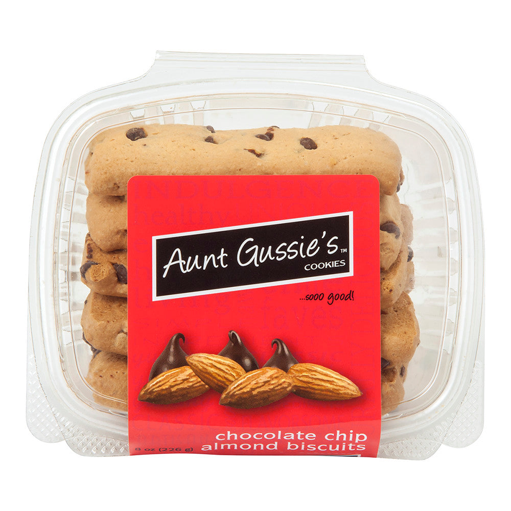 AUNT GUSSIE'S CHOCOLATE CHIP ALMOND BISCUITS 8 OZ TUB