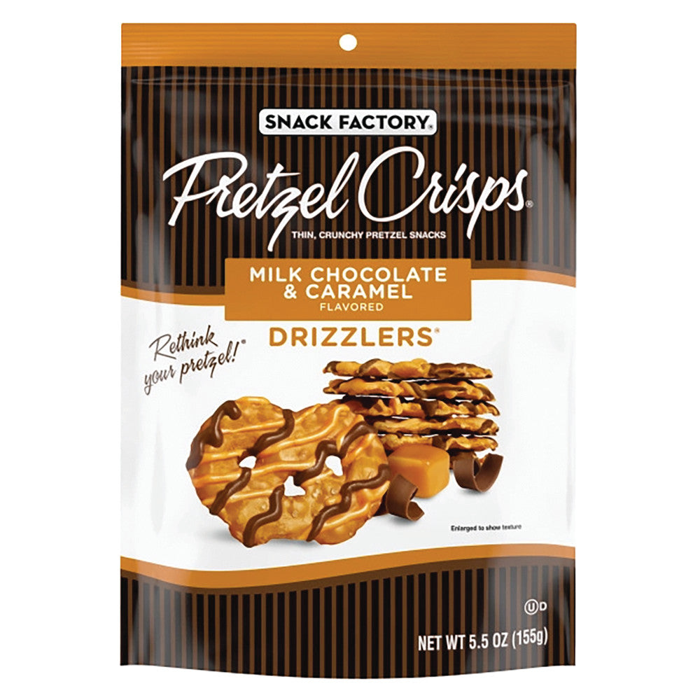 PRETZEL CRISPS MILK CHOCOLATE CARAMEL 5.5 OZ POUCH