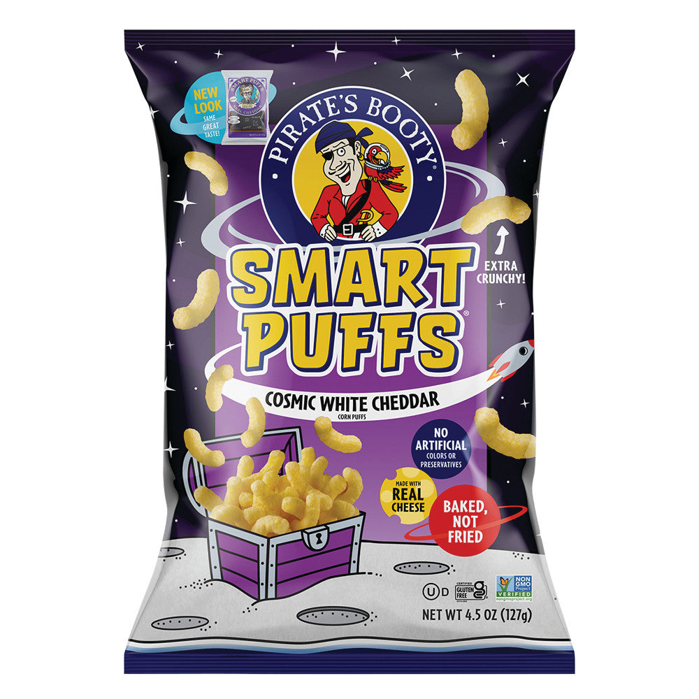 PIRATE'S BOOTY SMART PUFFS WHITE CHEDDAR 4.5 OZ BAG