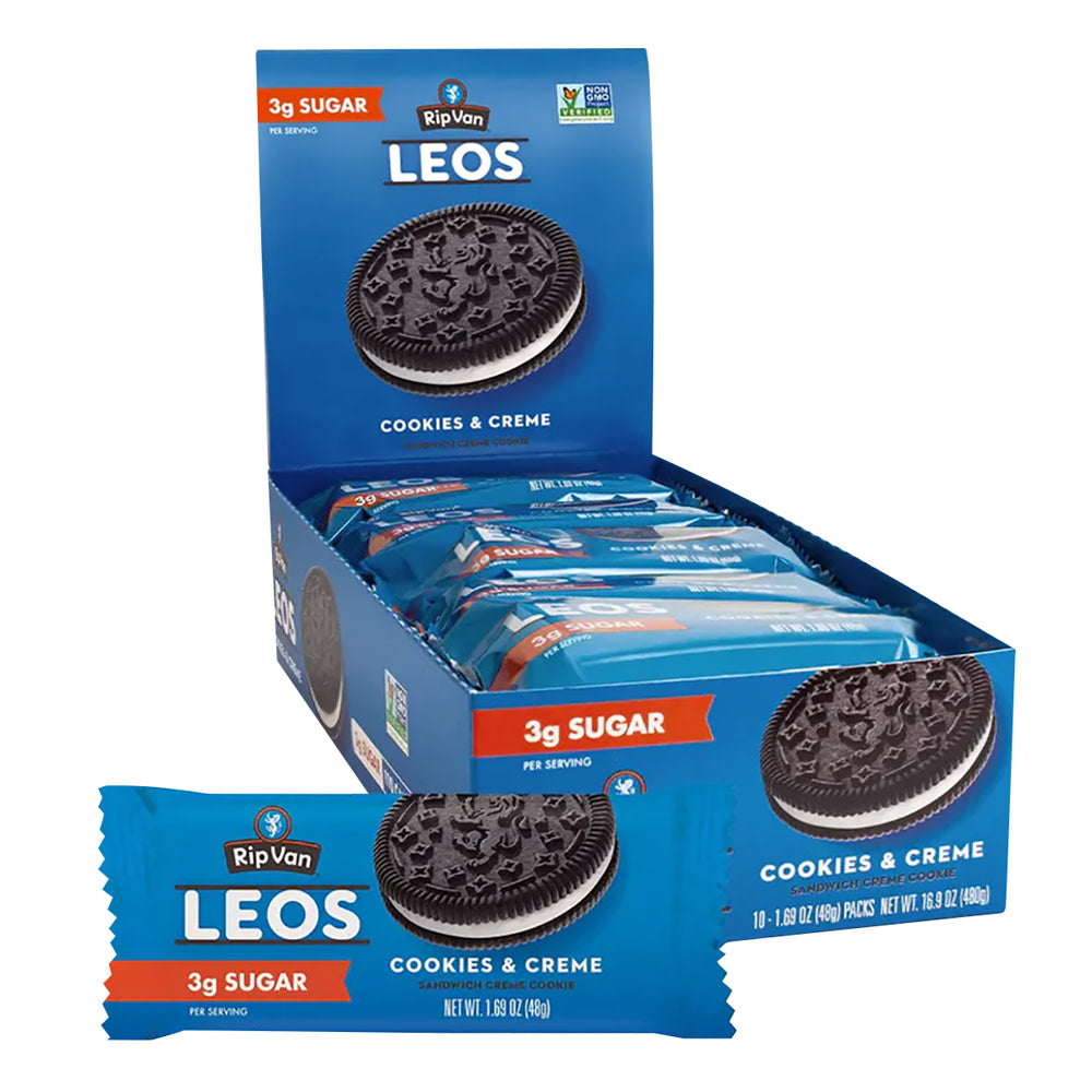 RIP VAN LEOS COOKIES &amp; CREME 1.69 OZ PACKAGE