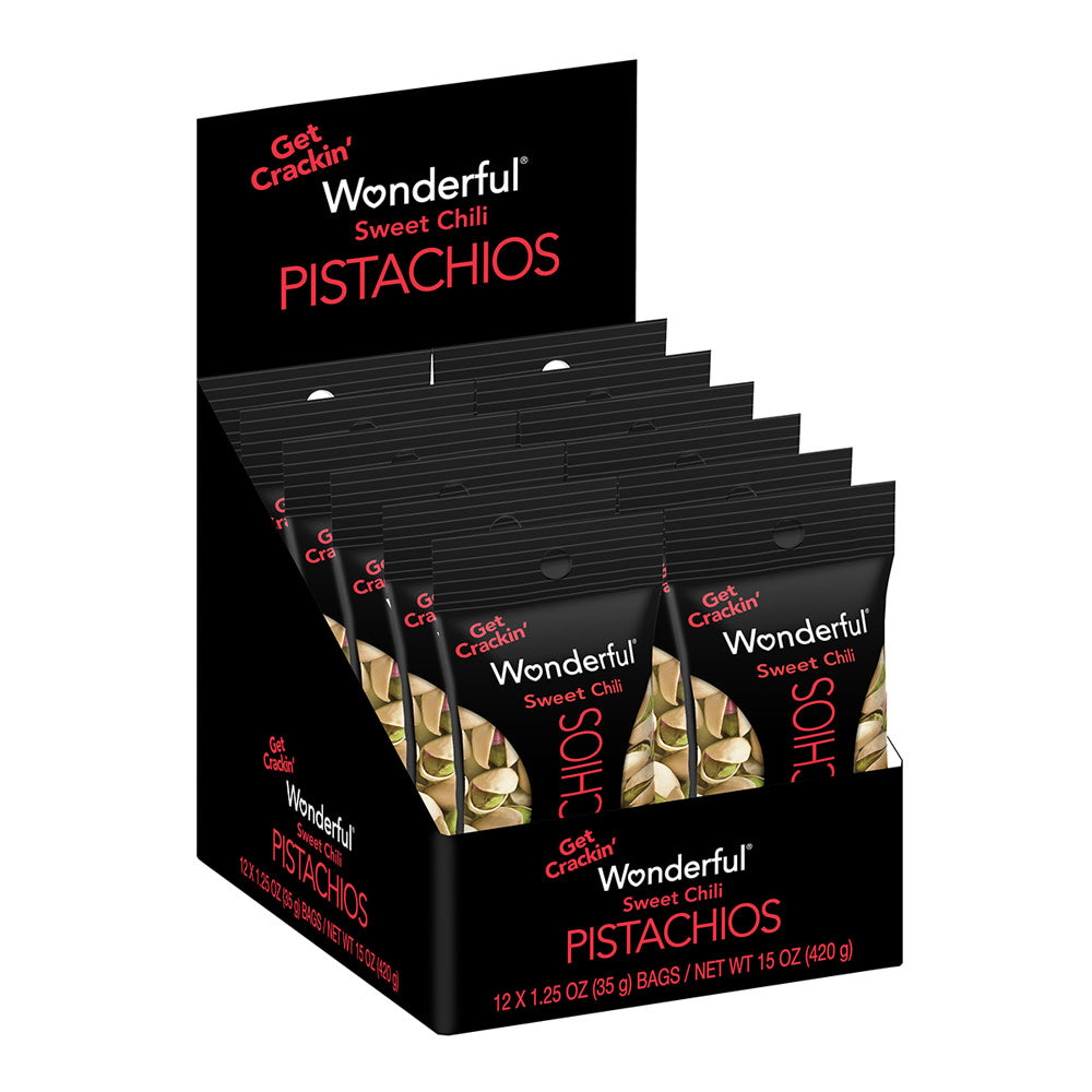 WONDERFUL SWEET CHILI PISTACHIOS 1.25 OZ PEG BAG