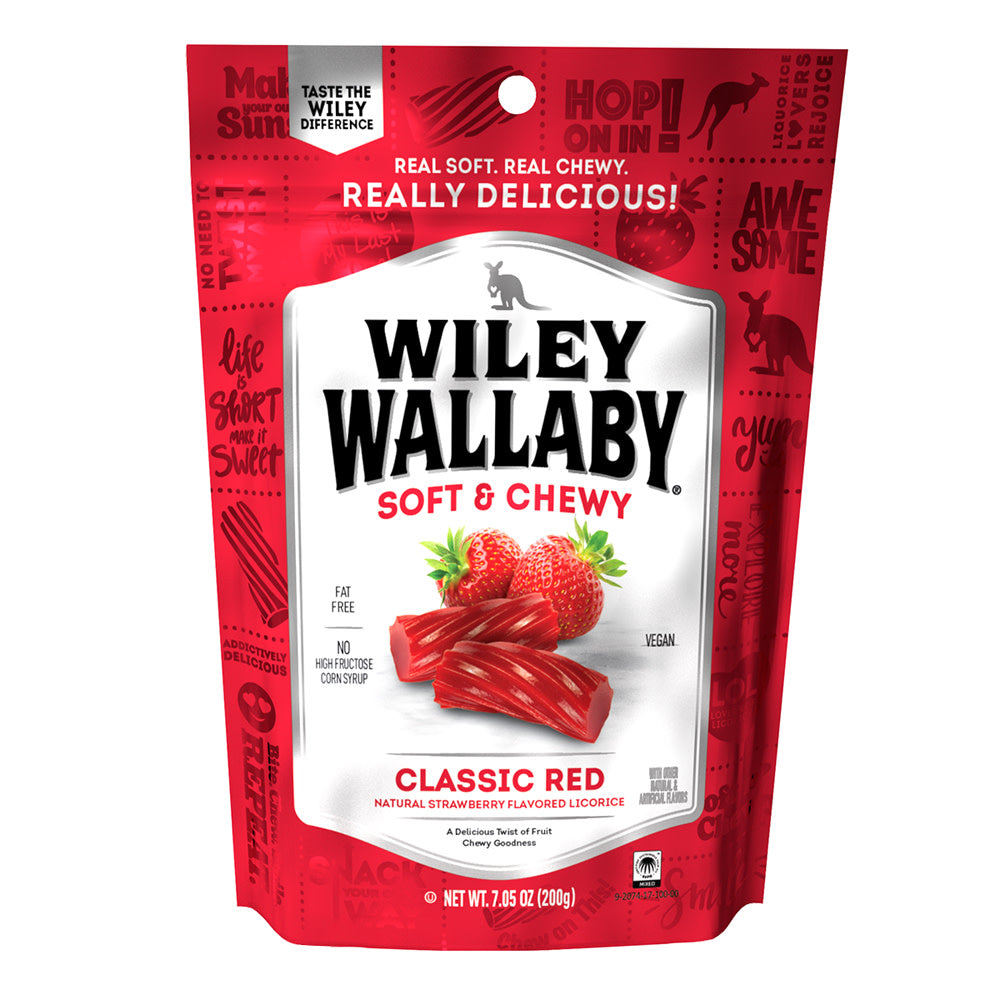 WILEY WALLABY STRAWBERRY RED LICORICE 7.05 OZ POUCH *SF DC ONLY*