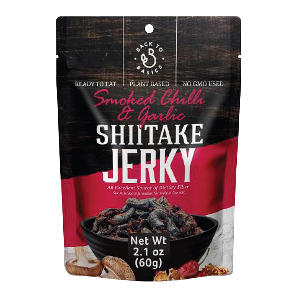 BACK TO BASICS SMOKED CHILI &amp; GARLIC SHIITAKE JERKY 2.12 OZ BAG