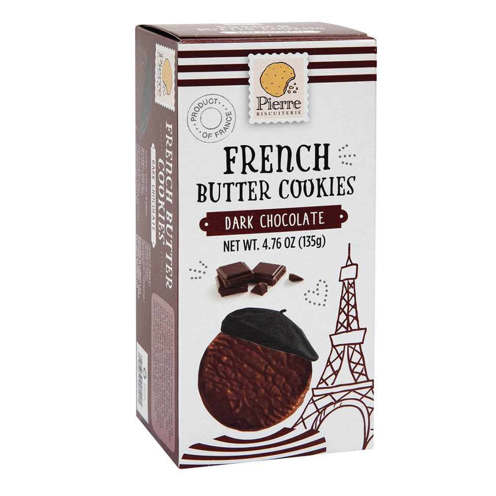 PIERRE FRENCH BUTTER COOKIES COATED IN DARK CHOCOLATE 4.76 OZ BOX