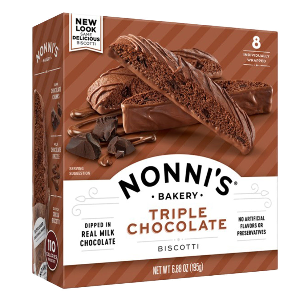 NONNI'S BISCOTTI TRIPLE CHOCOLATE 6.88 OZ 8 CT BOX