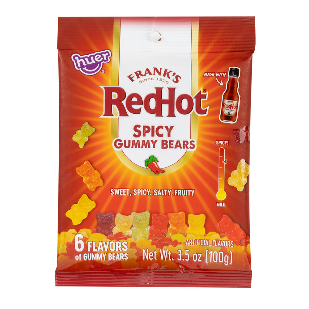 FRANK&rsquo;S REDHOT SPICY GUMMY BEARS 3.5 OZ PEG BAG