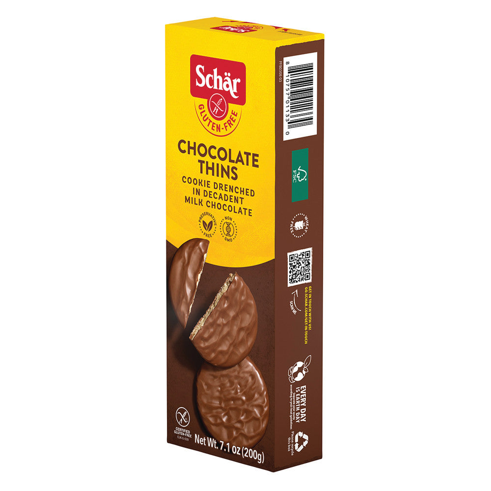 SCHAR GLUTEN FREE CHOCOLATE THINS 7.1 OZ BOX