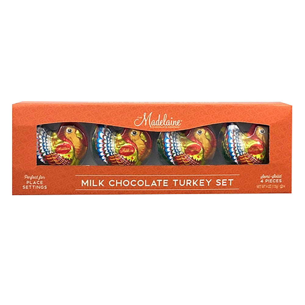 MADELAINE MILK CHOCOLATE TURKEY SET 4 PIECE 4 OZ BOX