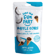 JUST THE FUN PART BITE SIZED WAFFLE CONES FILLED WITH COCONUT FLAKES &amp; MILK CHOCOLATE 4.23 OZ PEG BAG