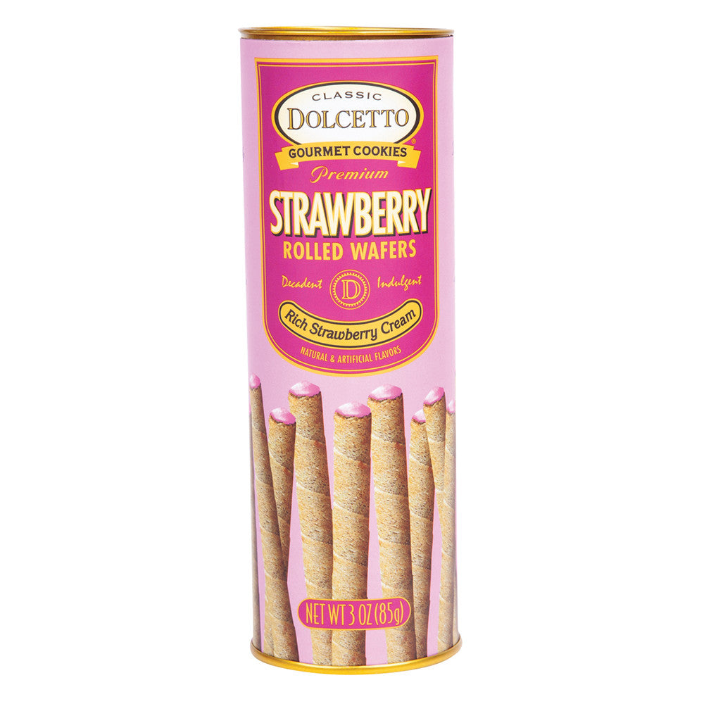 DOLCETTO STRAWBERRY WAFER ROLLS 3 OZ CANISTER