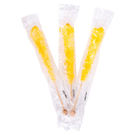 Wrapped Rock Candy Sticks Yellow Lemon - 100ct