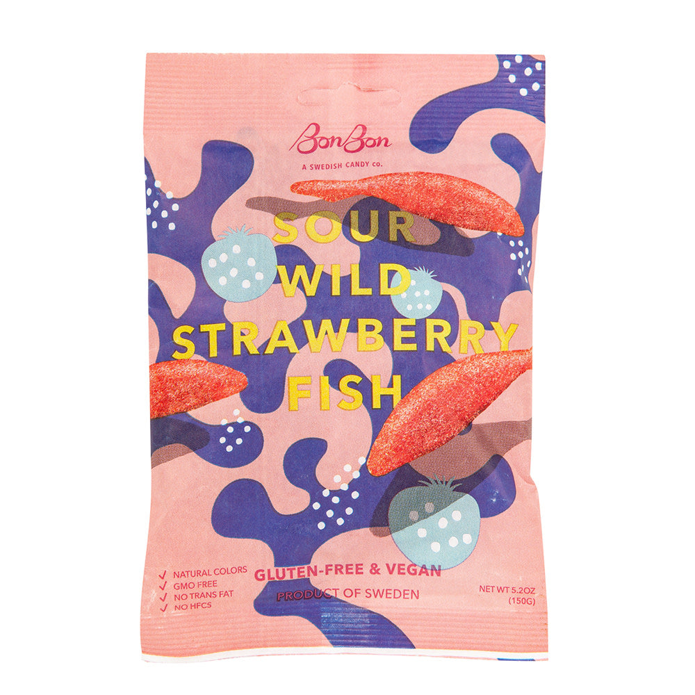 BONBON SOUR WILD STRAWBERRY FISH 5.2 OZ PEG BAG
