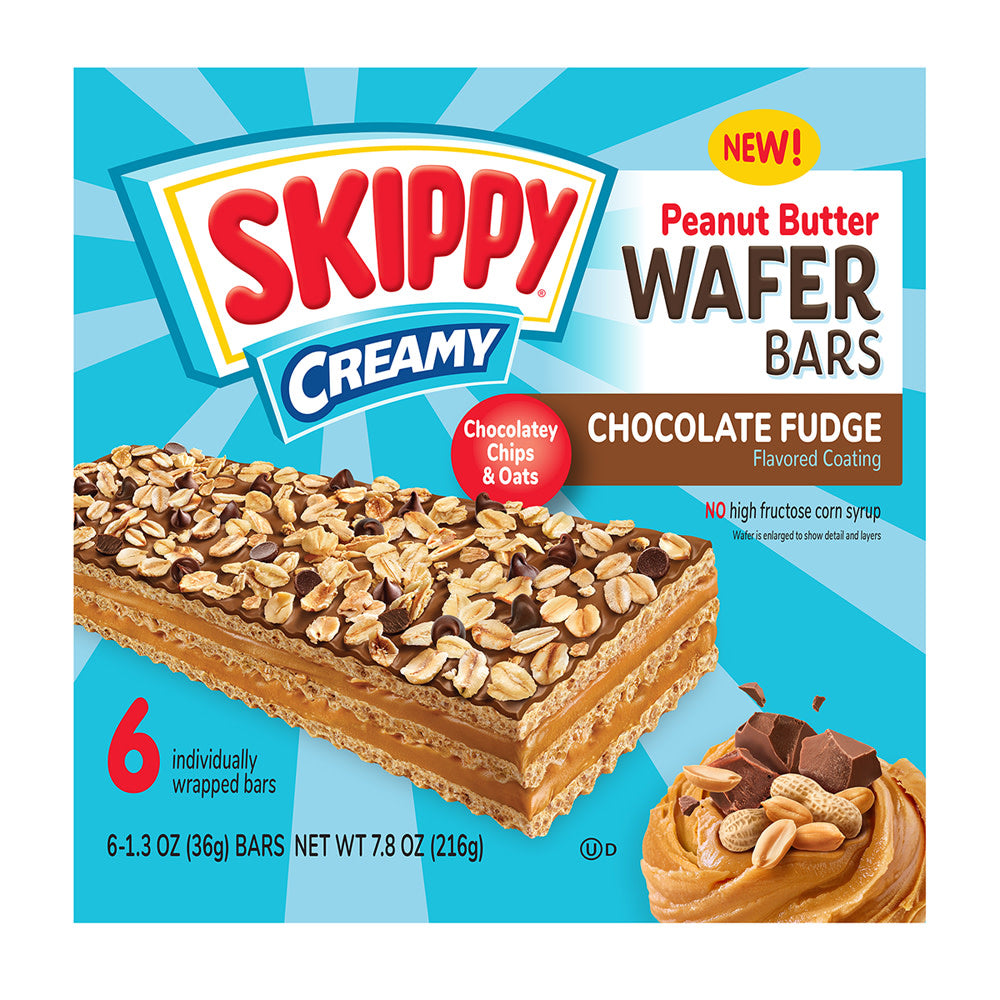 SKIPPY CREAMY PEANUT BUTTER &amp; CHOCOLATE FUDGE WAFER BARS 7.8 OZ BOX