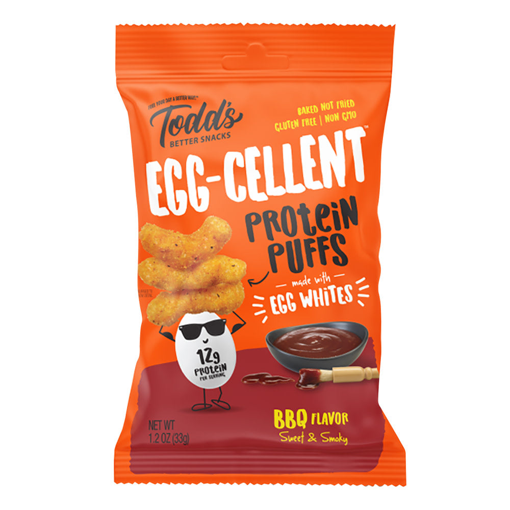 TODD&rsquo;S EGG-CELLENT PROTEIN PUFFS SWEET &amp; SMOKY BBQ 1.2 OZ BAG