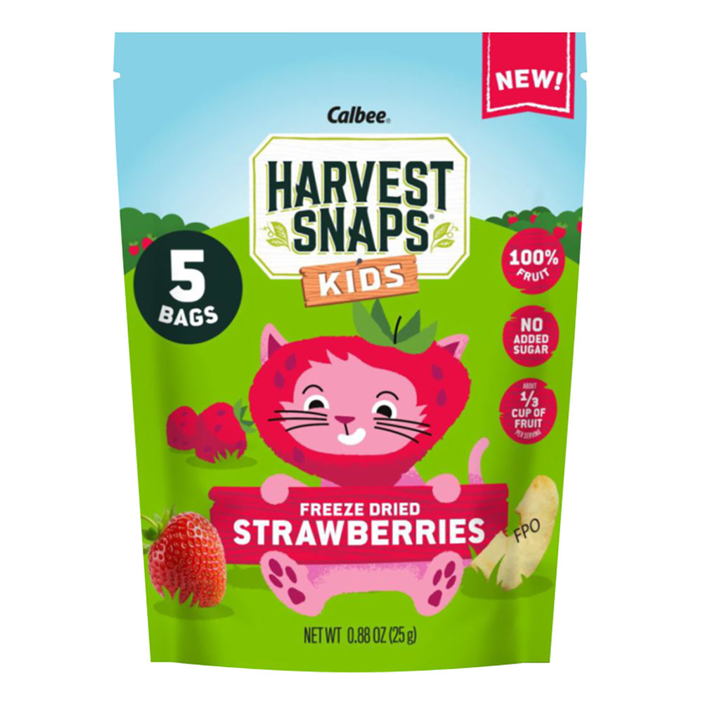 CALBEE HARVEST SNAPS KIDS FREEZE DRIED STRAWBERRIES 5 COUNT 0.88 OZ POUCH