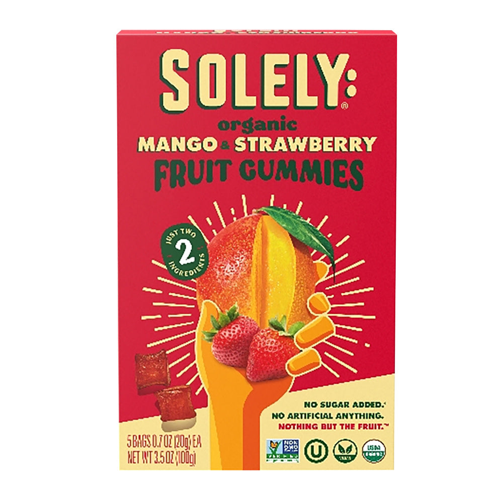 SOLELY FRUIT GUMMIES MANGO &amp; STRAWBERRY 3.5 OZ BOX