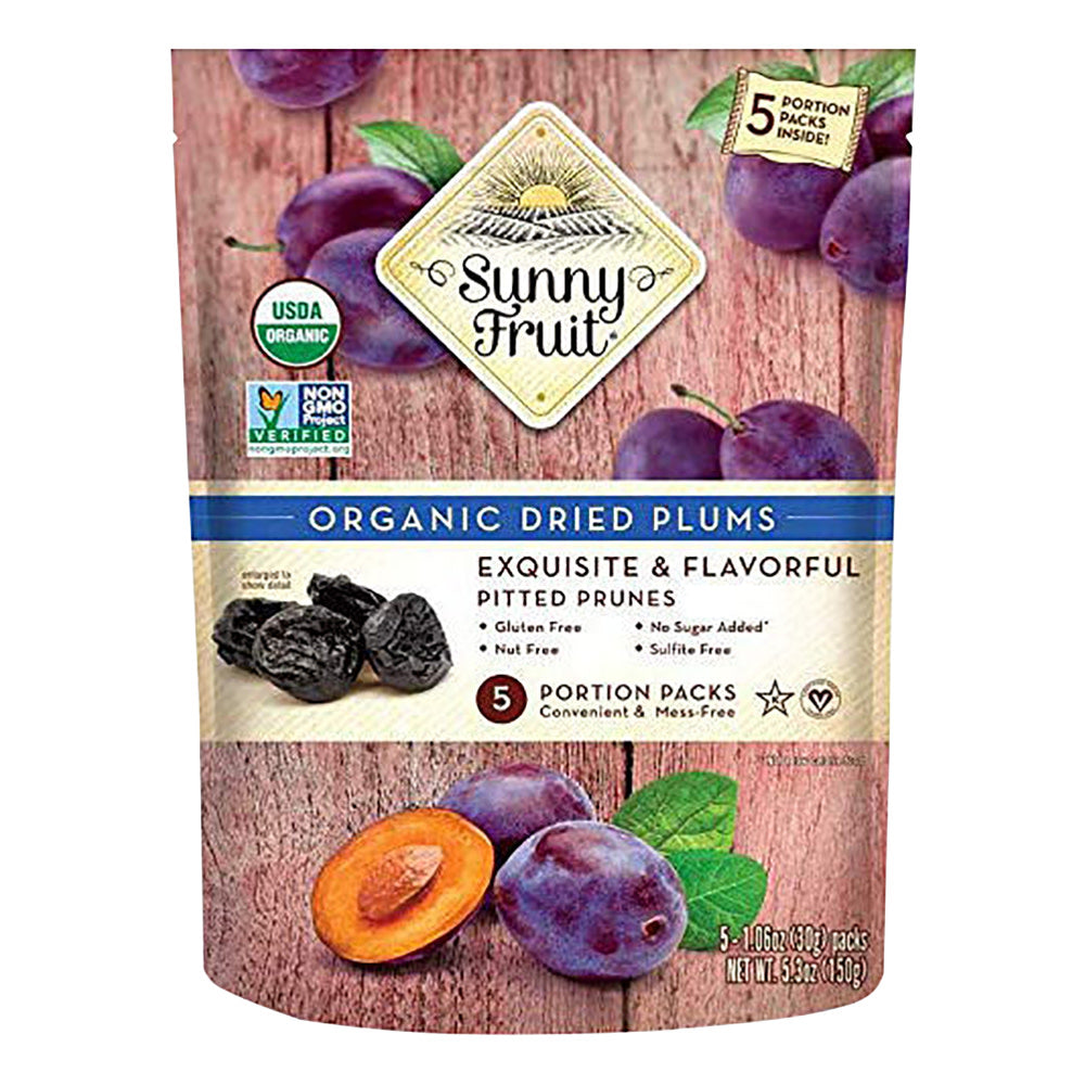 SUNNY FRUIT ORGANIC DRIED PLUMS 5 CT 5.3 OZ BAG
