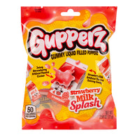 Gupperz Strawberry Milk Splash Gummy Liquid Filled Popperz Peg Bags - 12ct