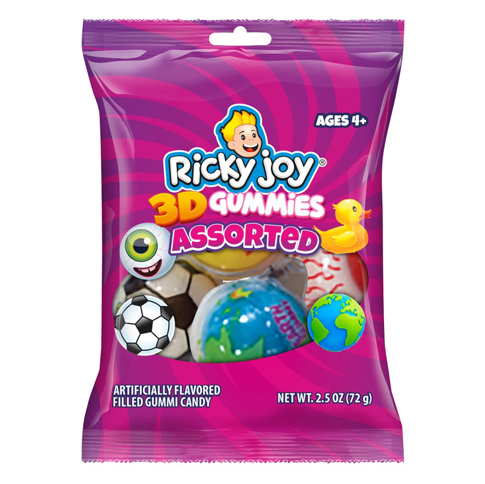 Blue Raspberry Gummies Ricky Joy Ricky Joy Assorted 3D Gummies Peg Bags - 12ct – CandyStore.com