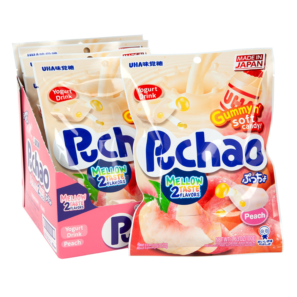 Puchao Yogurt & Peach Chewy Candy Peg Bags - 6ct – CandyStore.com