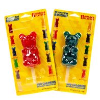 Cherry & Blue Raspberry Giant Gummy Bear on Stick Blister Packs - 12ct