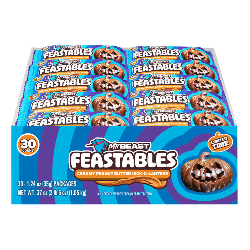 MrBeast Feastables Peanut Butter Jack-O-Lantern - 30ct