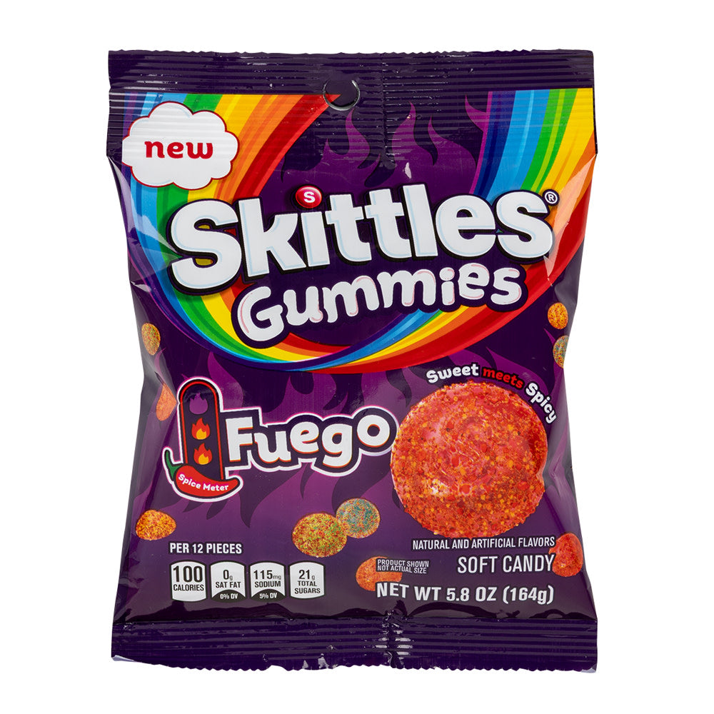 Skittles Fuego Gummies Peg Bags - 12ct