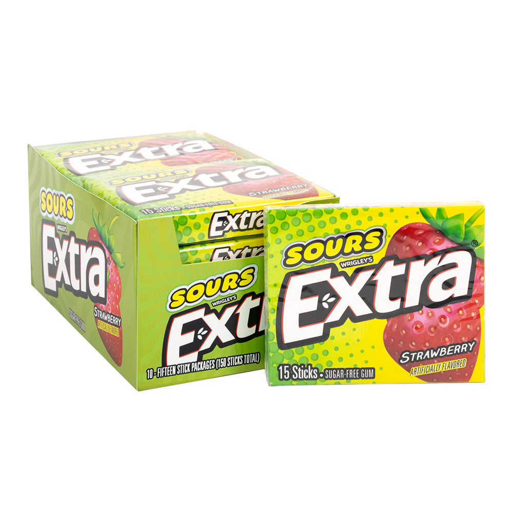 Extra Strawberry Sours Gum - 10ct