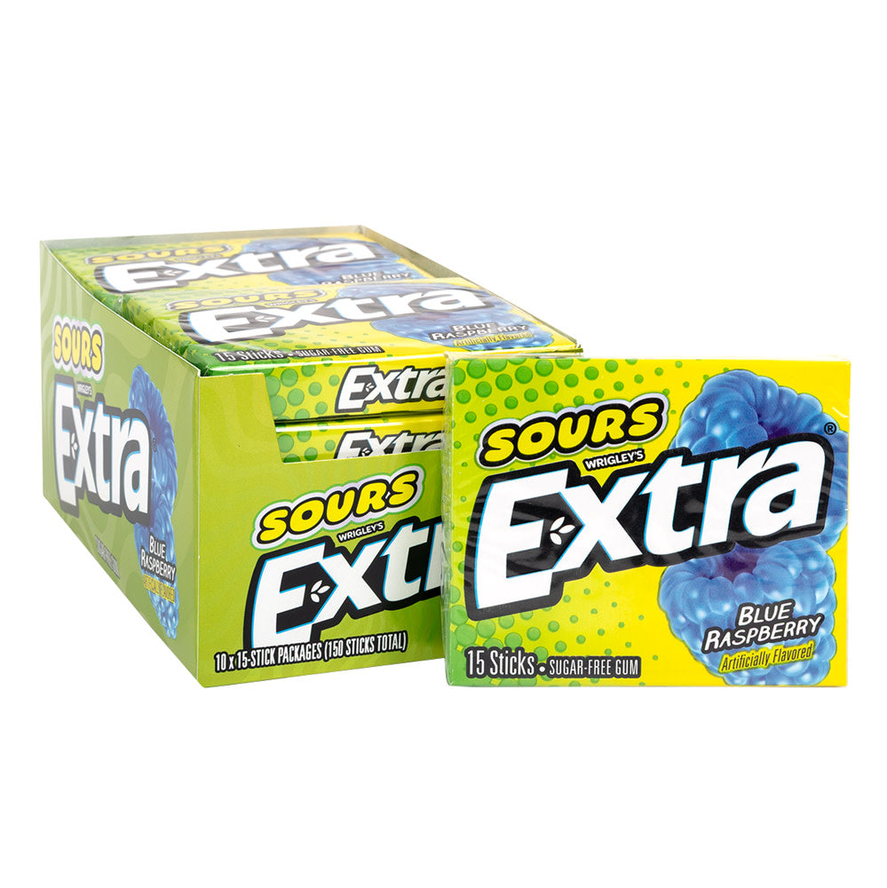 Extra Blue Raspberry Sours Gum - 10ct