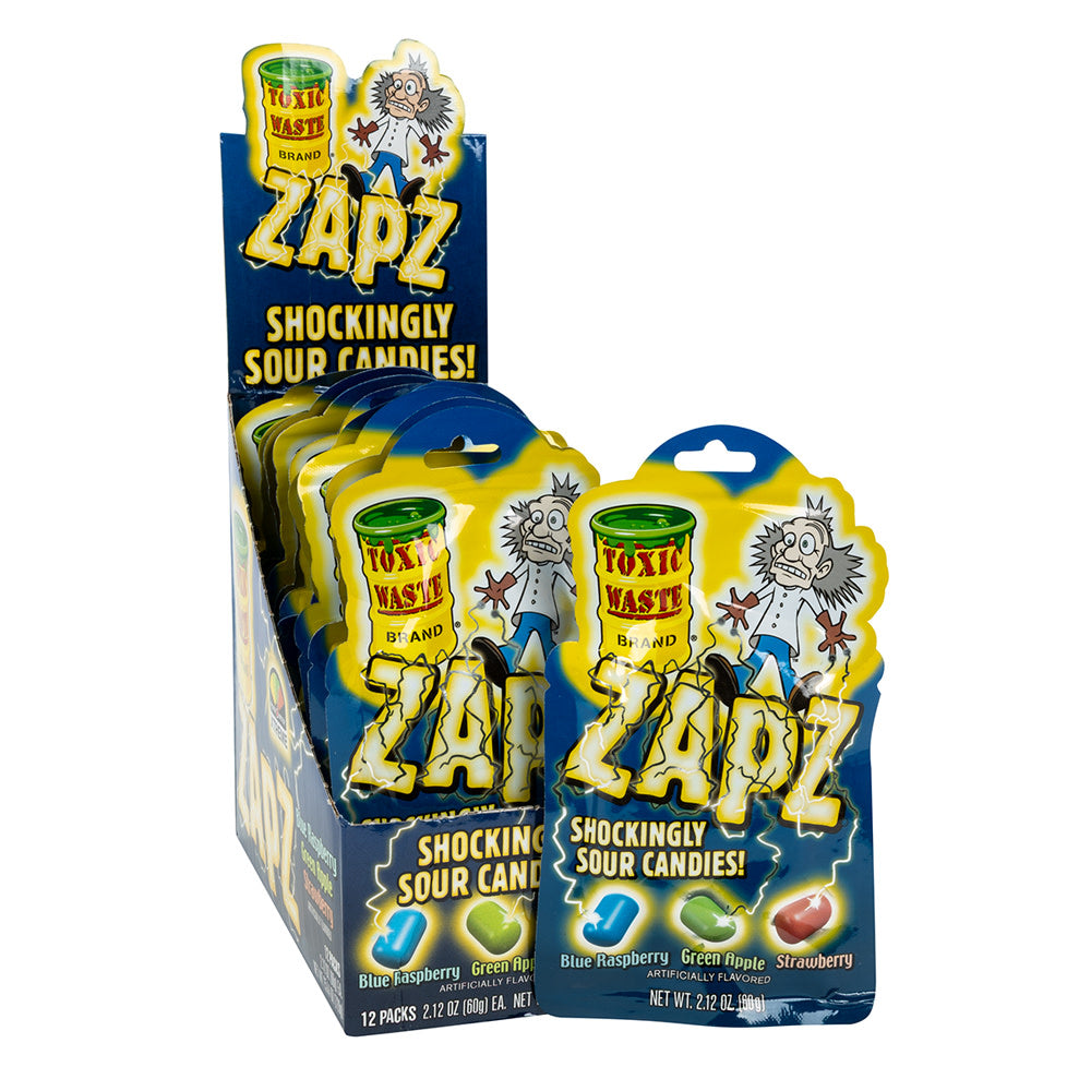 Toxic Waste Zapz Sour Candies Peg Bags - 12ct