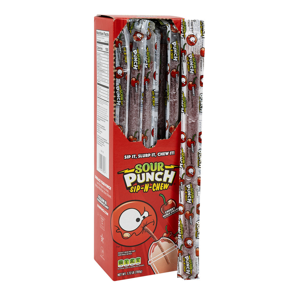 Sour Punch Cherry Edible Straws - 30ct