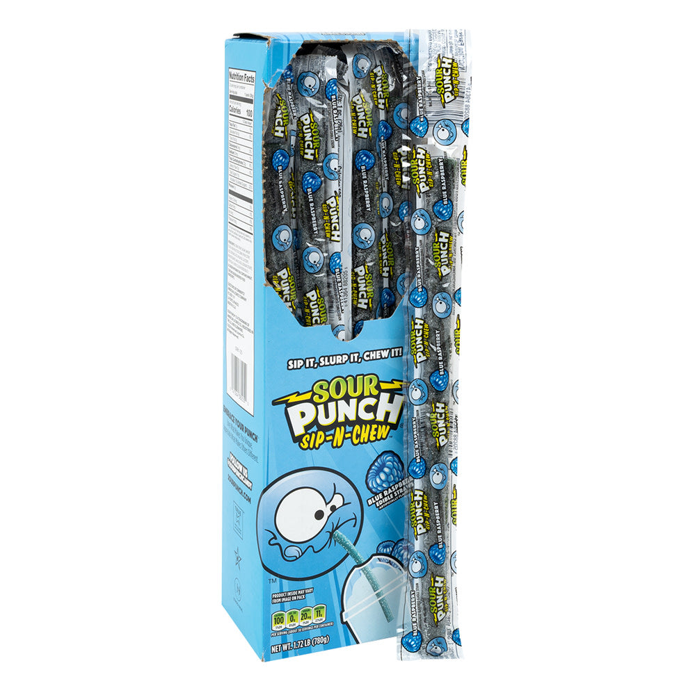 Sour Punch Blue Raspberry Edible Straws - 30ct