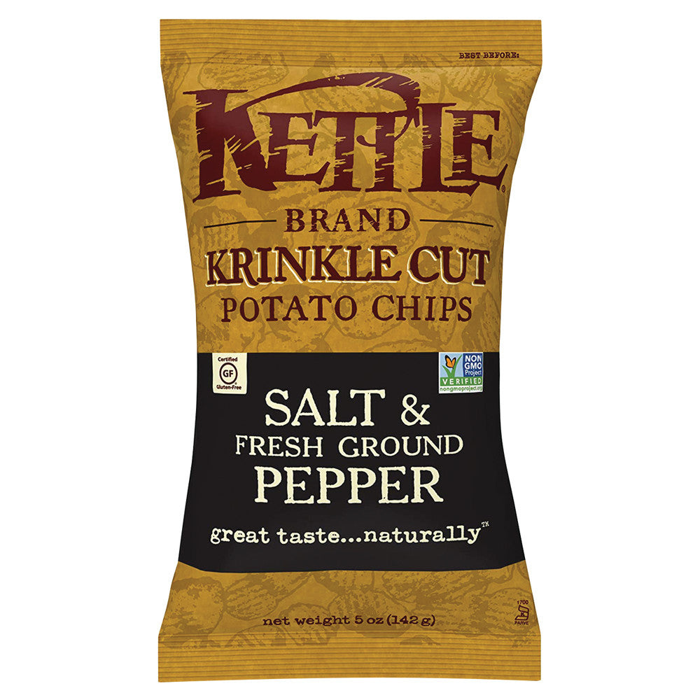 KETTLE KRINKLE CUT SALT AND PEPPER POTATO CHIPS 5 OZ BAG