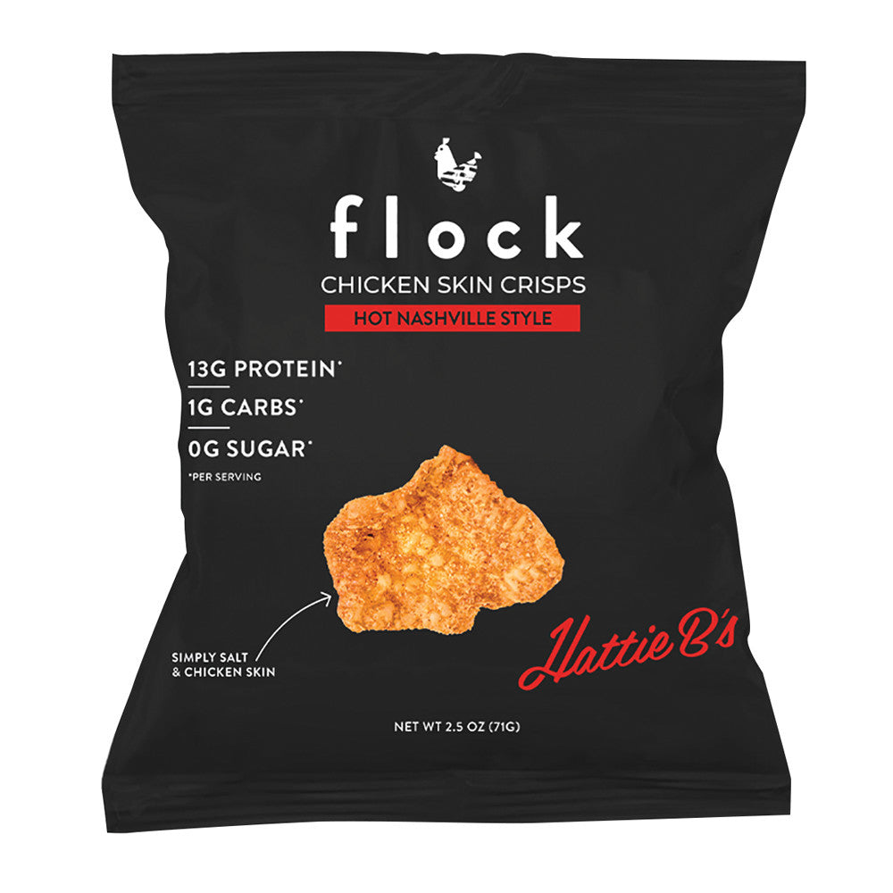 FLOCK CHICKEN SKIN CRISPS HOT NASHVILLE STYLE 2.5 OZ BAG